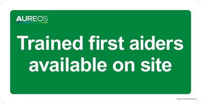 Show details for Trained first aiders available on site 600mm X 300mm