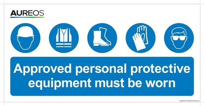 Show details for Approved 5-point PPE must be worn 600mm X 300mm