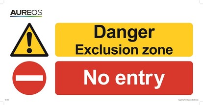 Show details for Danger Exlusion Zone, No Entry (Yellow/Red) 600mm X 300mm