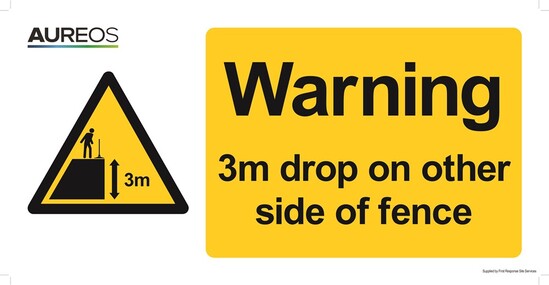 Picture of Warning - 3m drop on other side of fence 600mm X 300mm