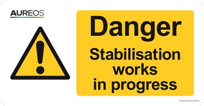 Show details for Danger - Stabilisation works in progress 600mm X 300mm
