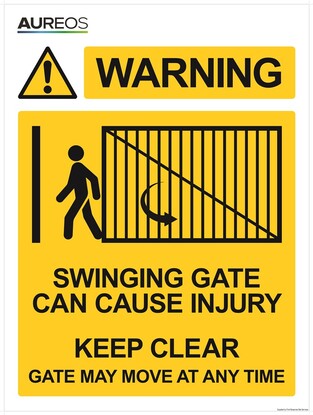 Show details for Warning - Swinging gate, keep clear 900mm x 1200mm