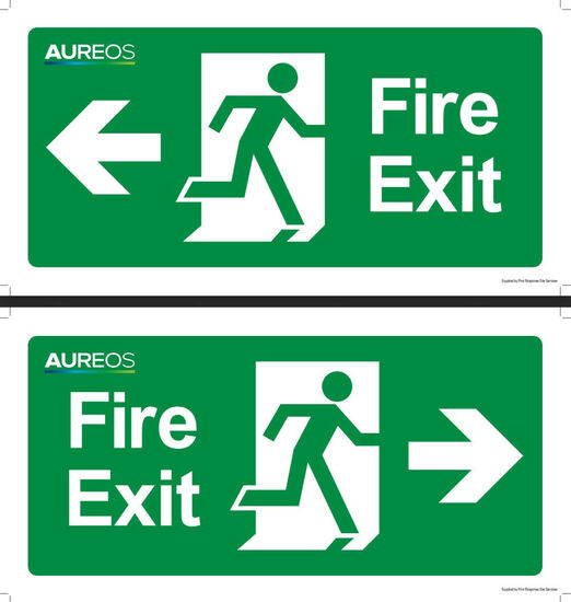 Picture of Fire Exit (Left+Right Arrow) Double Sided 600mm X 300mm Photoluminescent