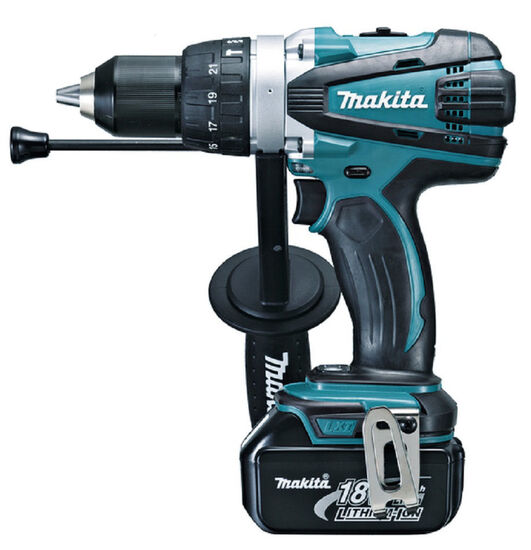 18 Volt Cordless Combi Drill - c/w 2 Lithium Batteries - Makita DHP458RTJ